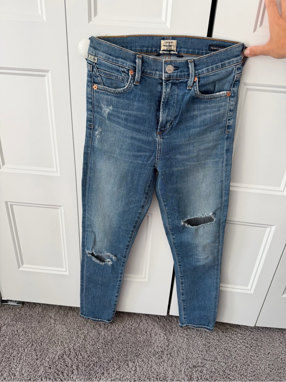 Citizens Of Humanity Blue Distressed Skinny Jeans